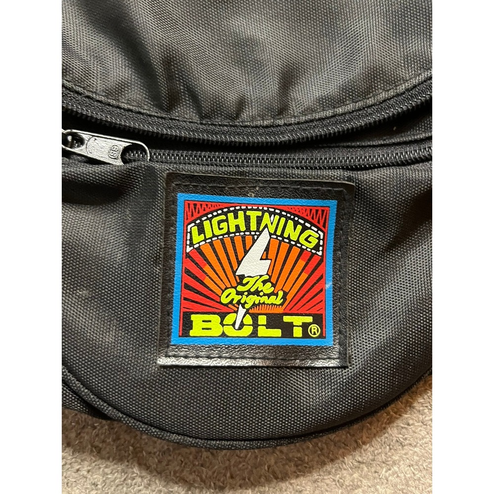 Lightning Bolt The Original Bolt Fanny Pack Black Waist Bag Crossbody Logo Patch